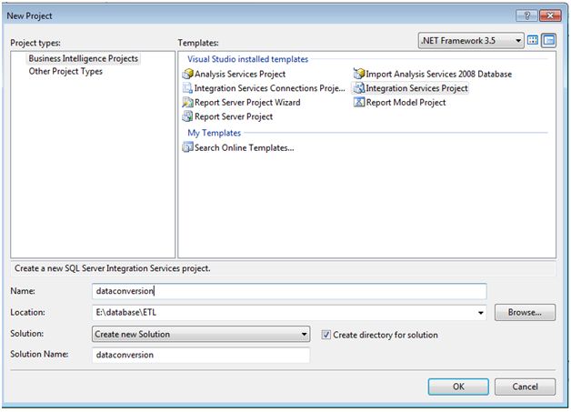 Create a SSIS project